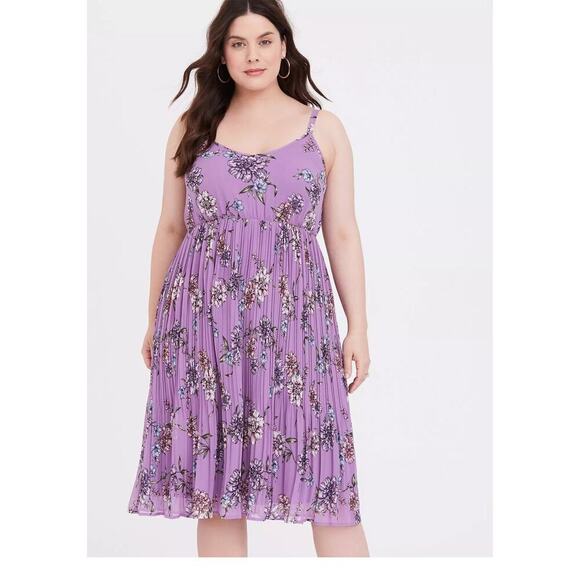 Torrid Lavender Purple Floral Chiffon Midi Dress Size 5X Sleeveless - Picture 1 of 7
